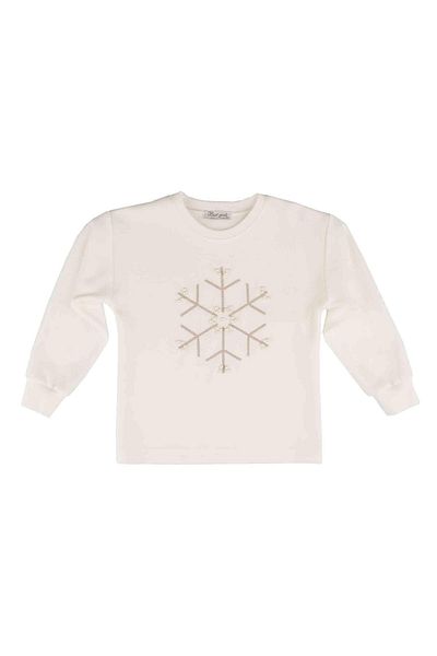 best kids Girl's Ecru-beige Snowflake Printed Sweatshirt