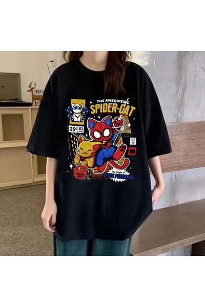 Köstebek Το Ameowzing Spider-Cat Unisex T-Shirt - Μαύρο, το αγαπημένο μου50ton