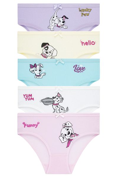 biyokids Pachet de 5 chiloți colorați pentru fete - Câini drăguți -