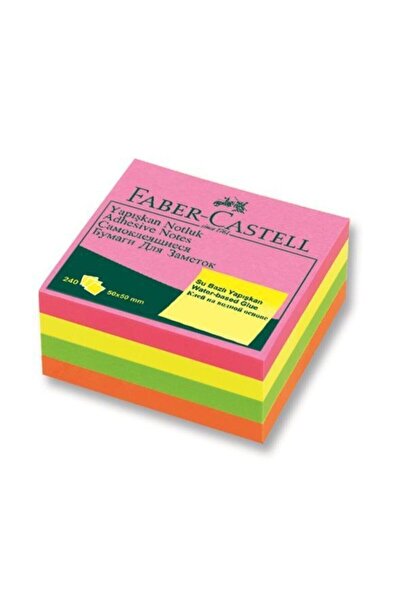 Faber Castell فابر - لوحة ملاحظات لاصقة كاستل 50x50 ملم، هايلايتر مختلط 4 ألو...