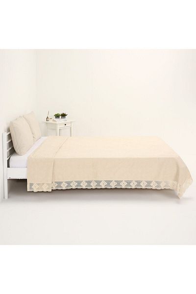 TUNCAY TEKSTİL Cotton Natural Natural Pique Linen Bedspread
