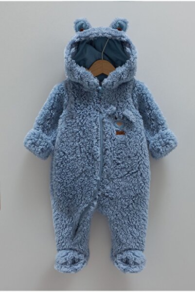 Caramell Winter Serisi Şapkalı Ayı Figürlü Tulum %100 Doğal Pamuk