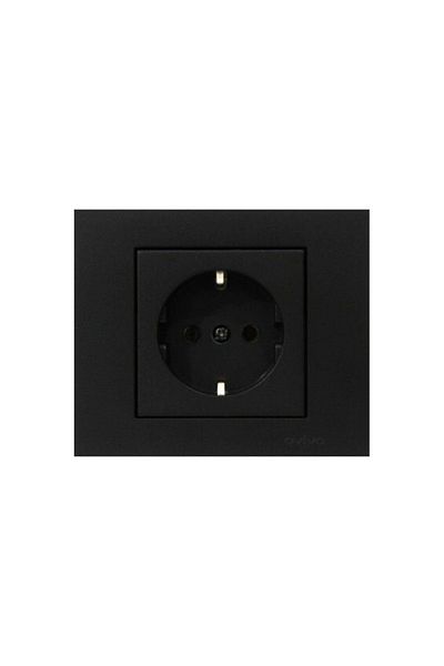 OVİVO Grano Metallic Black Grounded Socket Frame