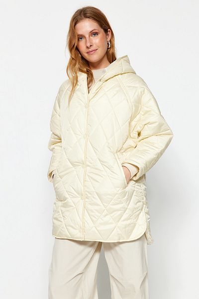 Trendyol Collection Vodoodpudivé Ecru Oversize Gate Coats Prošívané TWOAW22MO0024