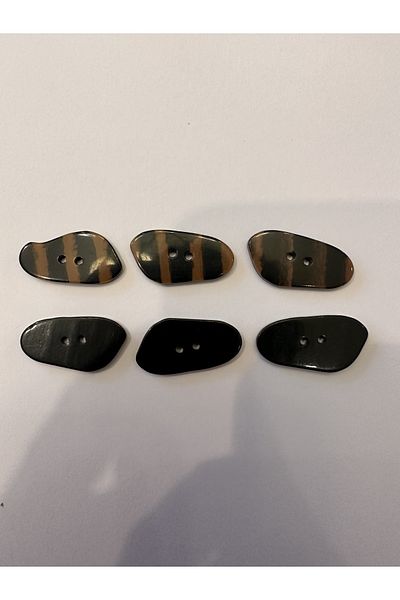 aensia Black with Brown Stripes Zebra Model Button Laser Cut Asymmetric Button 44 Sizes - Pack of 6
