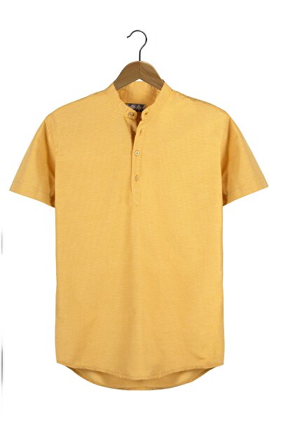 Terapi Men Cămașă slim cu mânecă scurtă pentru bărbați, cu guler în picioare,...