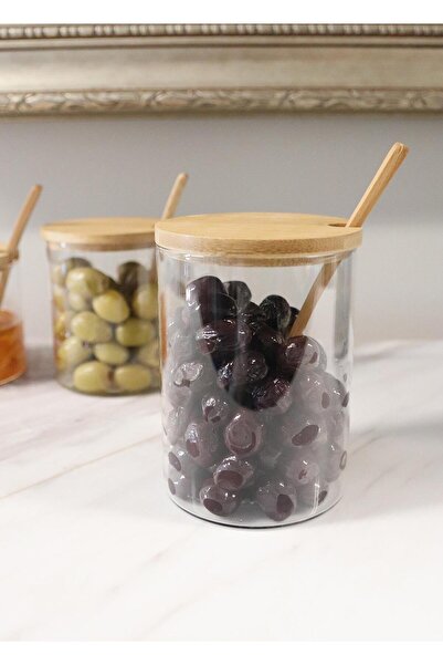 The Mia برطمان زجاجي بوروسيليكات بغطاء من الخيزران سعة 550 مل