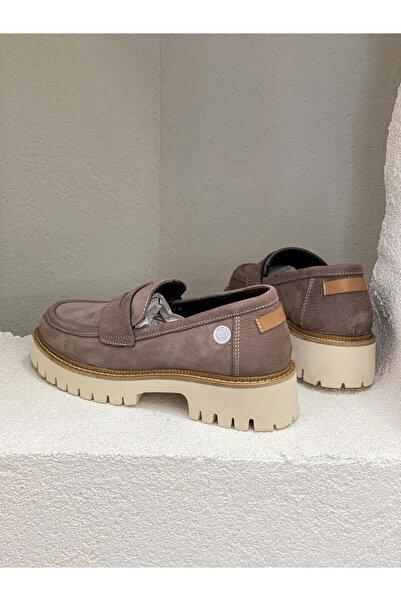 Mammamia D23KA-3025 HAKİKİ DERİ SÜET 4CM TOPUKLU LOAFER AYAKKABI KADIN