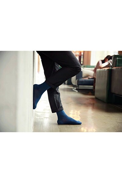 çorapmanya 6 Çift Pamuklu Burun Erkek Çorap Ince Yazlık Mavi