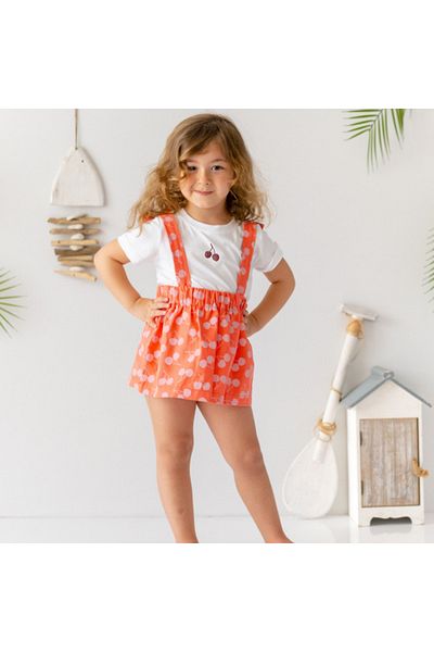Mama Yoyo Baby&Kids Mama Yoyo Cherry Asıkıl Denim Skirt T-Shirt Set