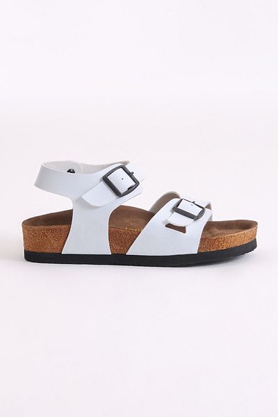 Tonny Black Children's Unisex White Comfortable Poly Sole Double Buckle Sandals