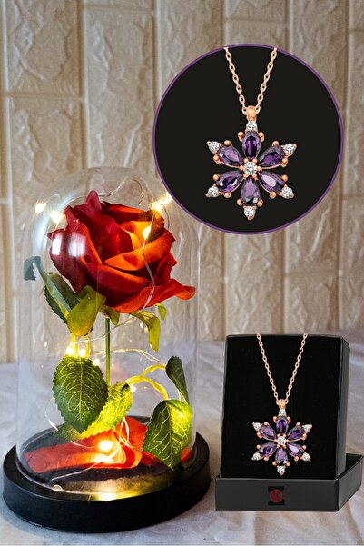 Zemtigo Fanus Içerisinde Peri Led Işıklı Solmayan Kırmızı Gül Lamba Ve Lotus ...