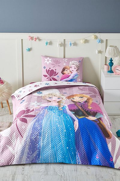 Özdilek Set de lenjerie de pat matlasată cu licență Frozen Discover (cearșaf elastic)