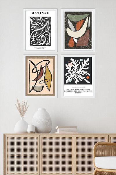 MUNİKA Set de pictură Matisse din 4 piese cu cadru din lemn D-026