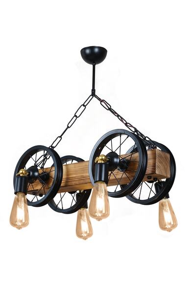NOONLUX DESIGN&LIGHTING Studio No.on Kartepe Ahşap Avize Jant Detaylı