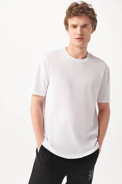 Mavi تي شيرت رجالي أبيض - أزرق مطبوع،0610100-620