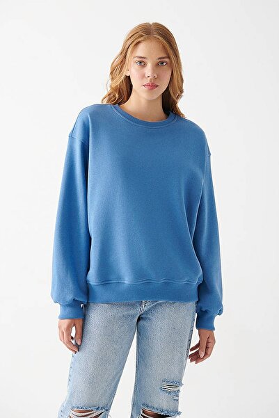 Mavi Kadın Bisiklet Yaka Mavi Basic Sweatshirt 1610198-70885