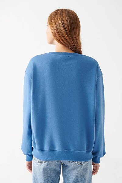 Mavi Kadın Bisiklet Yaka Mavi Basic Sweatshirt 1610198-70885