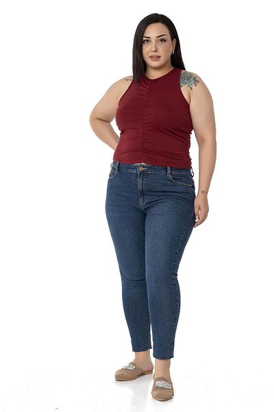 DISENTIS MODEST Plus Size Halter Gât roșu Claret Body cu Drapat în față și laterale