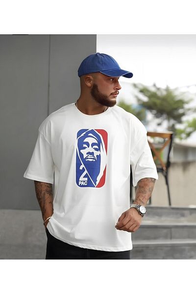 NewCabin Unisex 2PAC Printed Oversize Wide and Comfortable Fit Cotton T-shirt