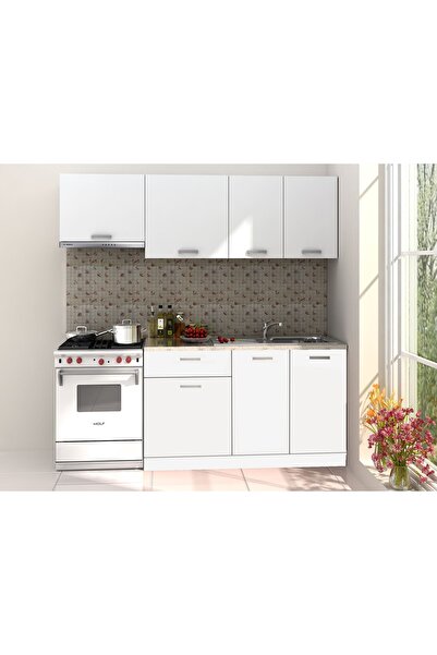 Kenyap Viki Mutfak Beyaz 200 Cm Tezgah Dahil