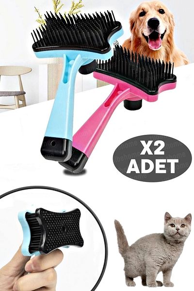 Tilbe Home 2-Piece Cat Comb with Buttons Pet Cat Dog Hair Collector Brush Comb Scratching Grooming Comb