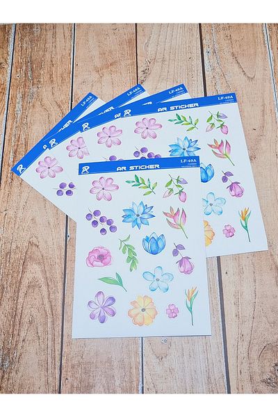 AR Sticker - Set de autocolante pentru laptop, notebook, telefon, tabletă, cu tematică florală și frunze
