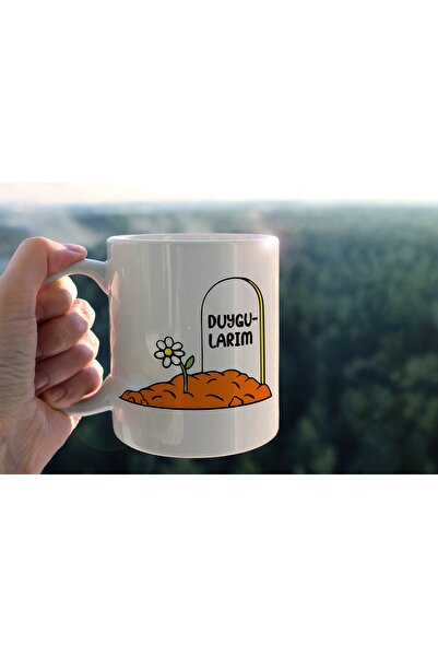 BENİMSER REKLAM Tombstone My Feelings Printed Ceramic Coffee Tea Cup