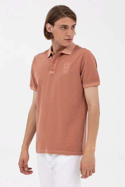 U.S. Polo Assn. U.S.POLO SLIM FIT 1573851   T-SHIRT ΜΕ ΠΛΥΣΗ ΜΑΝΙΚΙΩΝ - U.S. POLO - ST06596-CAMEL-L