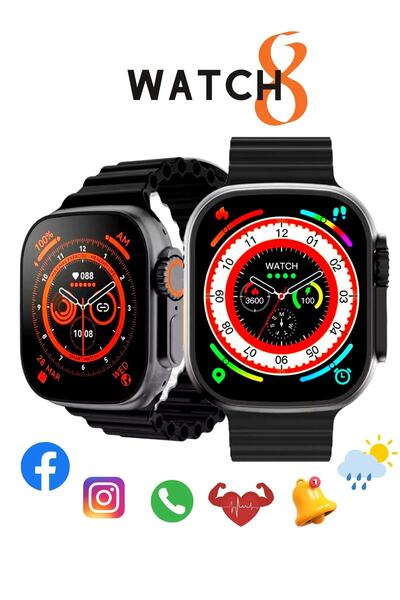 Watchw T800 Ultra Watch 8( 45mm 1.99inç Türkçe Tüm Telefonlara Uyumlu)(TURUNC...