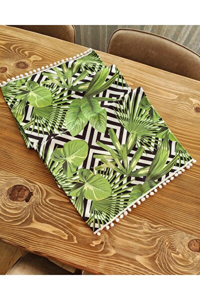 AHMERA عداء بطبعة ديفيتاباني أخضر 138*38 سم