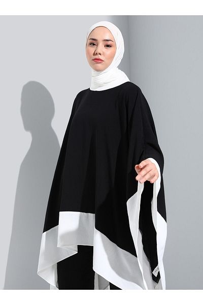 Refka Aerobin Bat Sleeve Tunic & Trousers Double Set - Black - Refka Casual