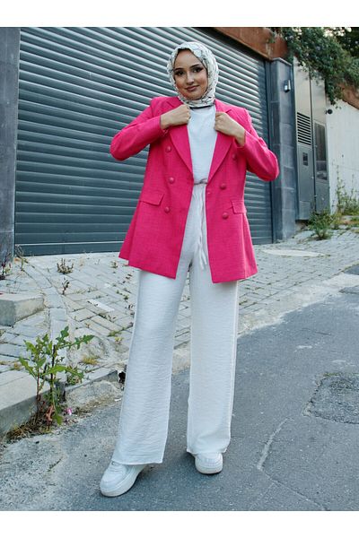 Por La Cara White Elastic Loose Trousers - Por La Cara
