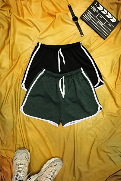 DAXİS Sportwear Company أسود أخضر اللون الأبيض الأنابيب بتمشيط القطن الشق الر...