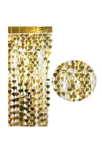 Niyet Ornament pentru ușă inimă - Aur -- Fundal - Ornament decor pentru perdea inimă 180 X 100cm