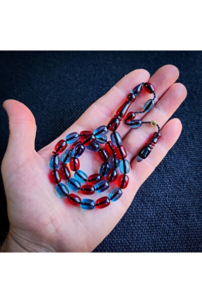 Vip Kehribar مسبحة صلاة كاتالين شفافة باللون الأزرق العنابي| مسبحة المروحة