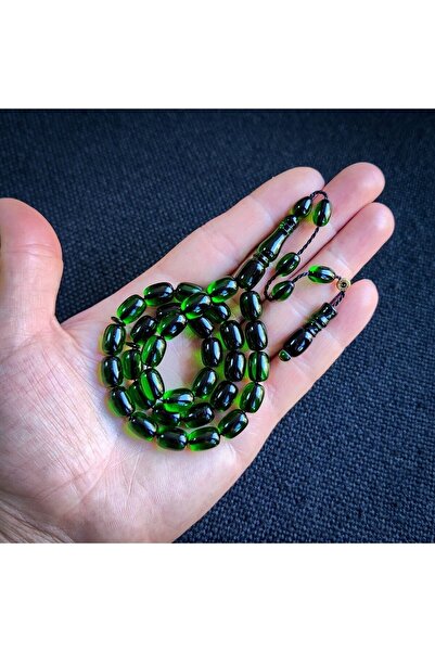 Vip Kehribar Zümrüt Yeşil Şeffaf Katalin Tesbih | Enes Abdo