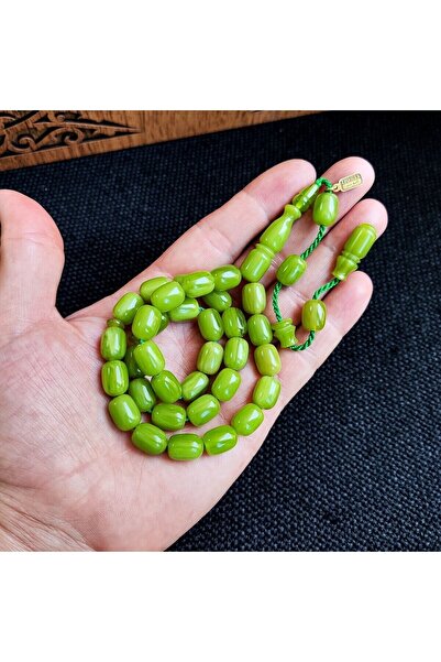 Vip Kehribar مسبحة صلاة على شكل ربطة عنق كاتالين من Miskvi باللون الأخضر| إيب...