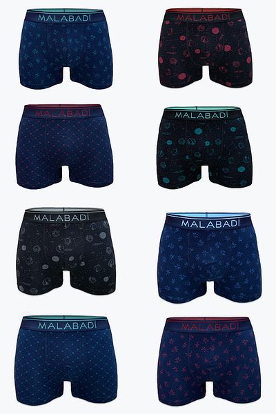 Malabadi Patterned Modal Men's Boxers 8 Pieces 8m252