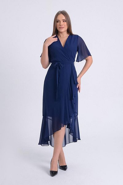SpringStore Rochie din șifon cu volane bleumarin