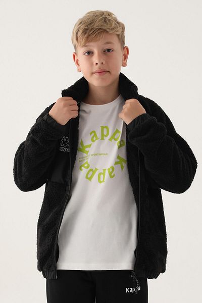 Kappa Black Plush Zippered Boy's Sweatshirt