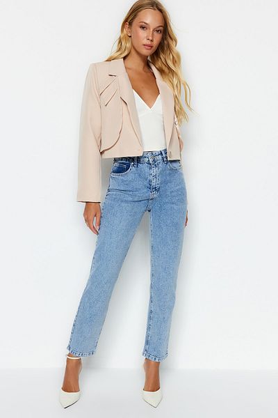 Trendyol Collection Hellblaue High Waist Comfort Straight Jeans TWOAW24JE00097