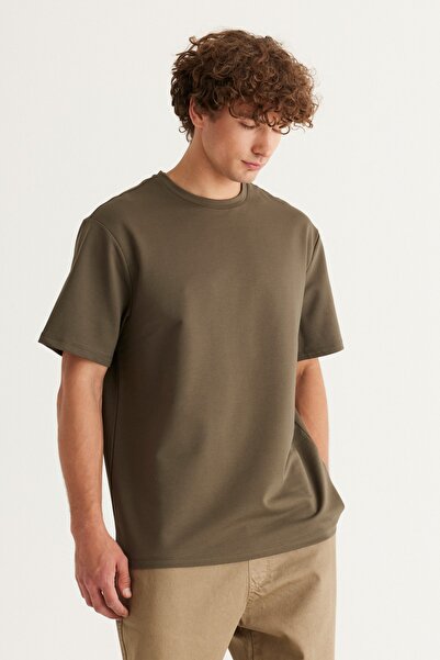 ALTINYILDIZ CLASSICS Tricou pentru bărbați, kaki, Comfort Fit, cu tăietură re...