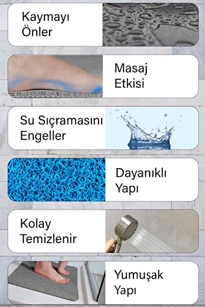 Paspas Yap Banyo Paspası Kaymaz Paspas Su Emici Islak Zemin Duşa Kabin Ve Küvet Paspası Kivircik Paspas 40x60cm