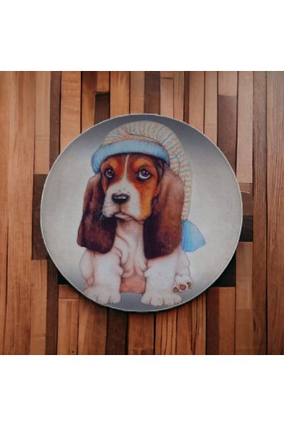 Bahat Pălărie Câine Pânză din microfibră Imprimată Lemn Pictură 34 cm