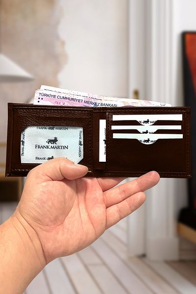 Frank Martin Original Men's Black Gift Boxed Vegan Leather Wallet Coffee Wallet with Card Holder and Paper Money Compartment