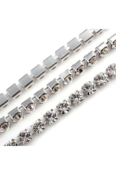 seçkin aksesuar 2.2mm Jewelled Chain Crystal Iron (2 METERS)