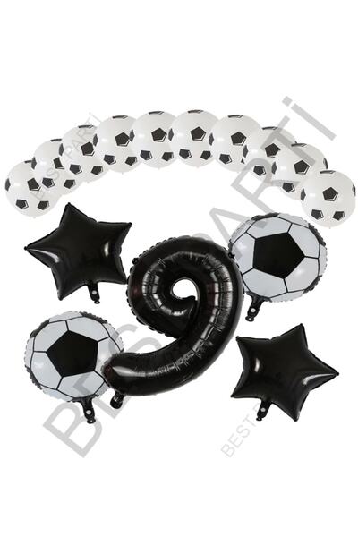 BEST PARTİ DOĞUM GÜNÜ PARTİ SÜSLERİ Football Ball Star Foil Black Number and ...