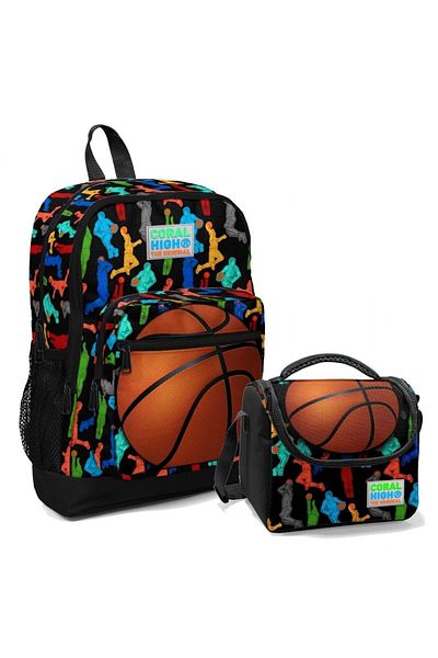 Coral High Set de rucsac și geantă de prânz pentru băieți de baschet