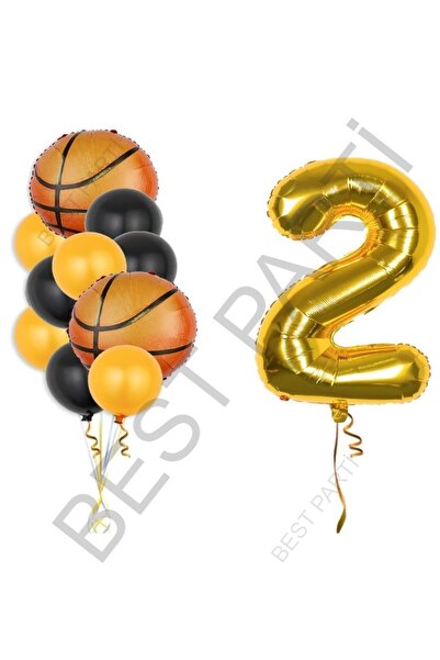BEST PARTİ DOĞUM GÜNÜ PARTİ SÜSLERİ مجموعة كرات كرة السلة ذات اللون الذهبي وب...